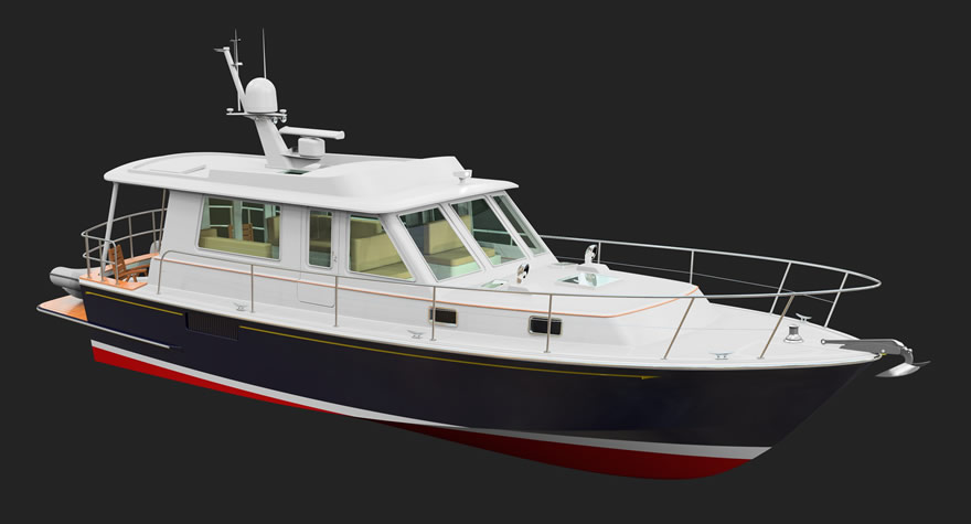 Ray Hunt Design 42ft Custom Yacht Extended Hardtop Cruiser